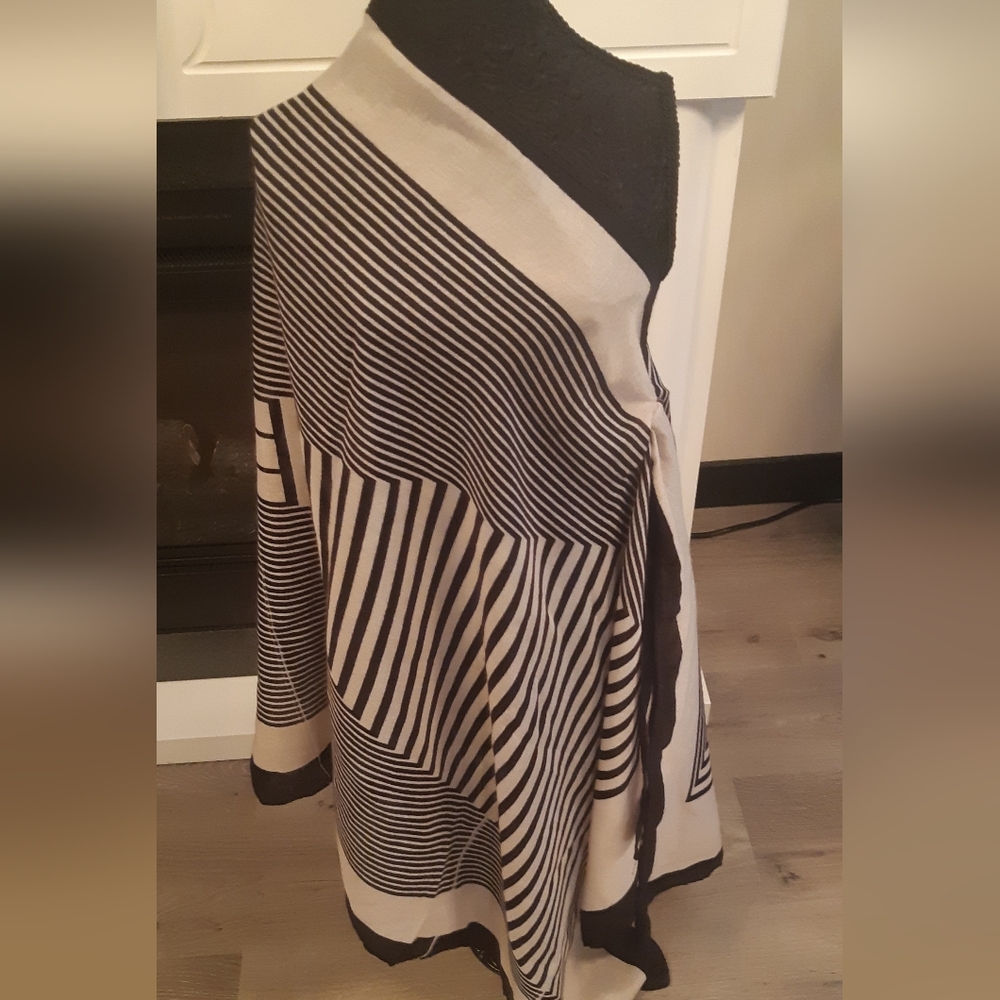 Striped Black and Cream Scarf/Wrap Great To Take When Traveling Very Versatile
